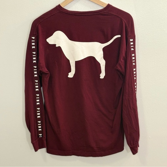 PINK Victoria's Secret Red Long Sleeve Intimates Tee Small - Picture 3 of 7